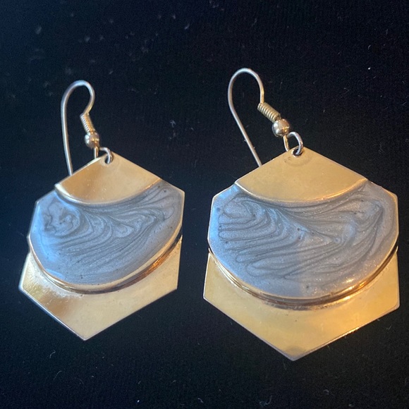 💛Vintage gold enameled earrings - Picture 10 of 11